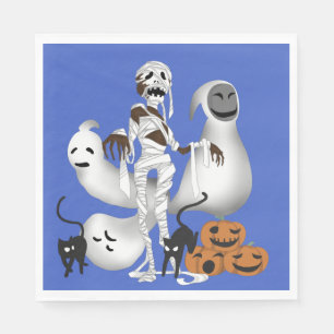 Halloween Mummy with Kitty Cats and Ghost Napkin