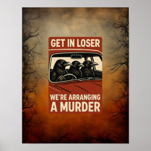 Halloween Murder Of Crows Retro Get In Poster