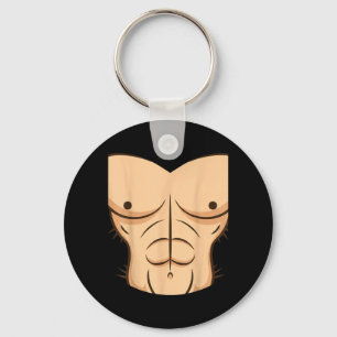 Halloween Muscle Torso Funny Bare Chest Design Key Ring