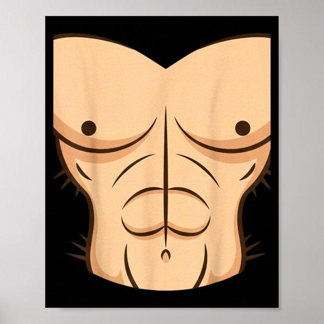 Halloween Muscle Torso Funny Bare Chest Design Poster (Front)