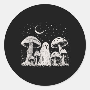 Halloween Mushroom Ghost Vintage Grunge 90 Aesthet Classic Round Sticker