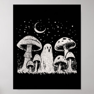 Halloween Mushroom Ghost Vintage Grunge 90 Aesthet Poster