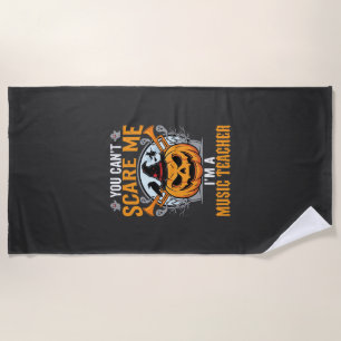 Halloween Music Teacher Scary Pumpkin Graphic Beach Towel