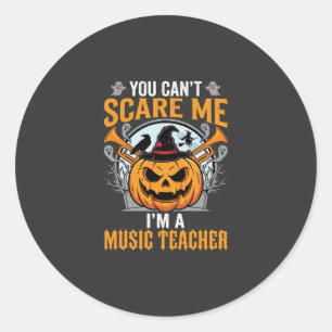 Halloween Music Teacher Scary Pumpkin Graphic Classic Round Sticker