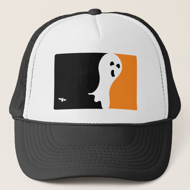 Halloween MVP Ghost Logo Trucker Hat (Front)
