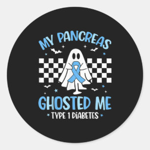 Halloween My Pancreas Ghosted Me Funny Type 1 Diab Classic Round Sticker