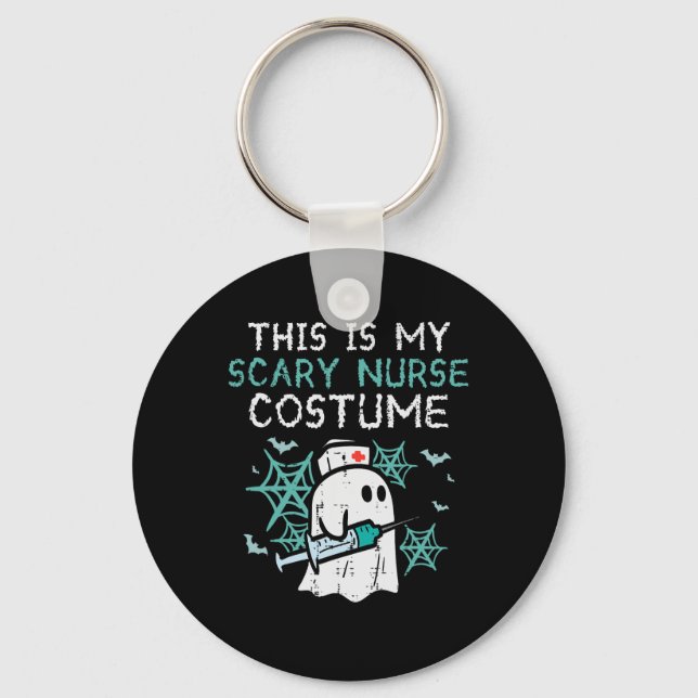 Halloween My Scary Nurse Costume Funny Ghost Scrub Key Ring (Front)