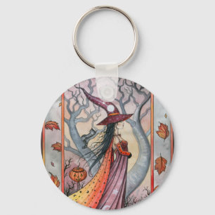 Halloween Mystic Witch by Molly Harrison Key Ring