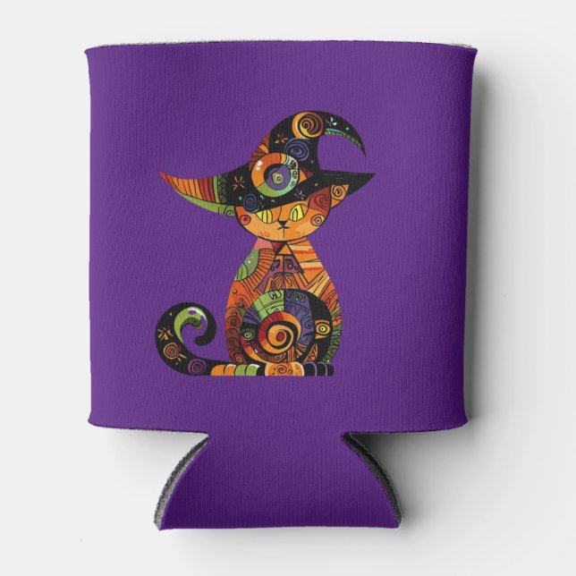 Halloween/mystical/cat/fall  can cooler (Front)