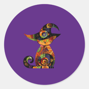 Halloween/mystical/cat/fall classic round sticker