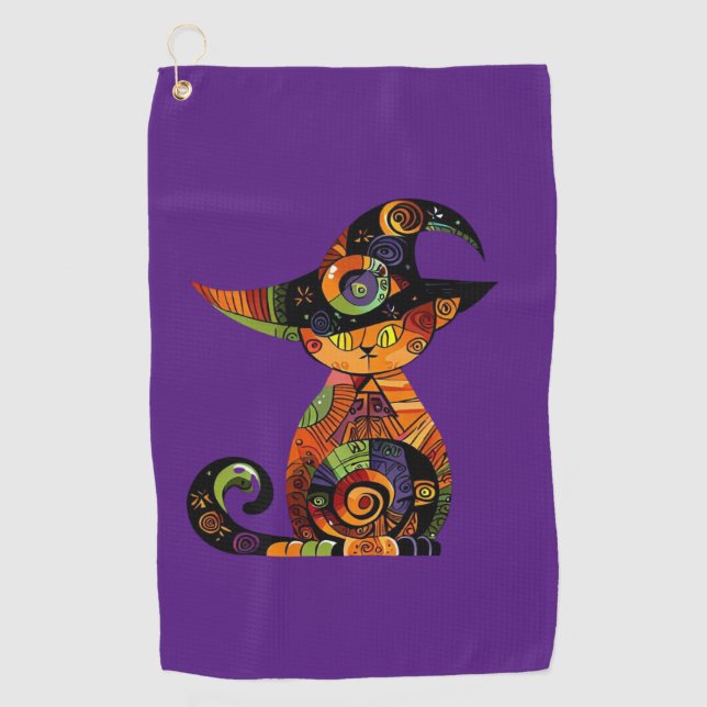 Halloween/mystical/cat/fall  golf towel (Front)