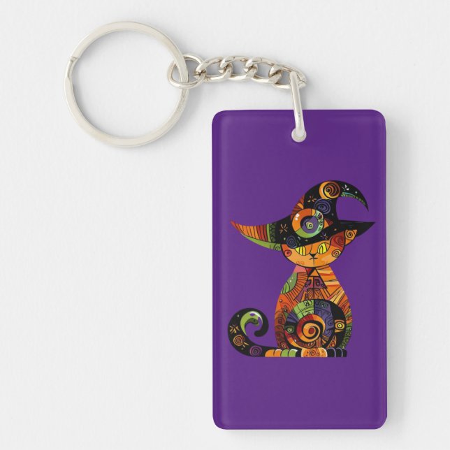 Halloween/mystical/cat/fall  key ring (Front)