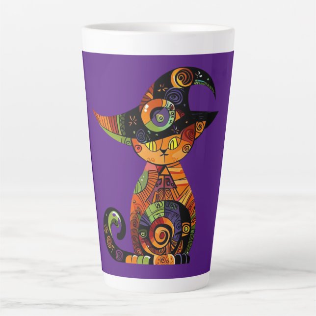 Halloween/mystical/cat/fall  latte mug (Front)