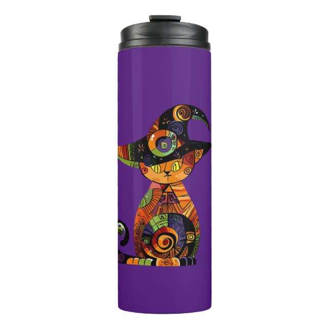 Halloween/mystical/cat/fall  thermal tumbler (Front)