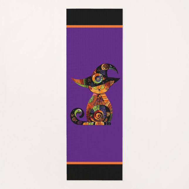 Halloween/mystical/cat/fall  yoga mat (Front)