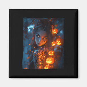 Halloween Mystical Enchanting Witch Glowing Pumpki Magnet