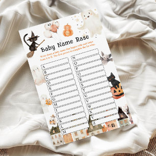 Halloween Name Race Baby Shower Game card
