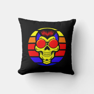 Halloween Name Year 20xx Text Retro Sunset Skull Cushion