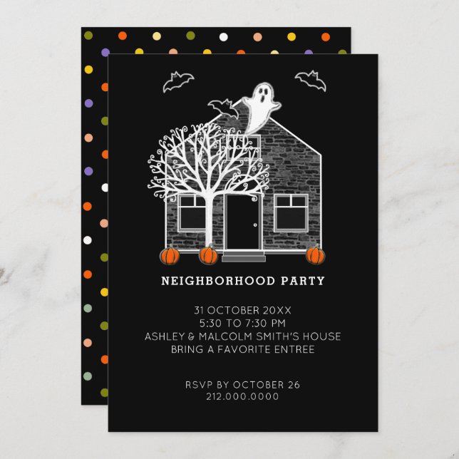 Halloween Neighbourhood Party Invitation (Front/Back)