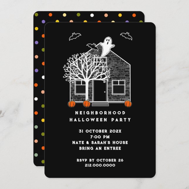 Halloween Neighbourhood Party Invitation (Front/Back)