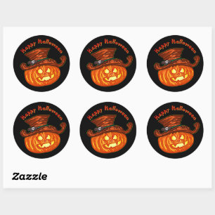 Halloween Neon Glow Look Pumpkin Party   Classic Round Sticker