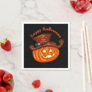 Halloween Neon Glow Look Pumpkin Party   Napkin