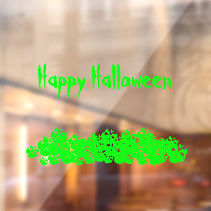 Halloween neon green skulls pile custom text