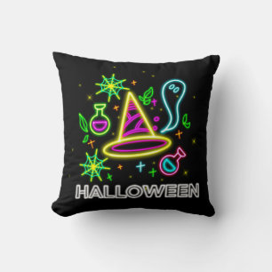 Halloween Neon Look Hat Ghost Web Party Cushion