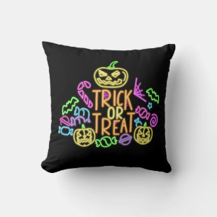 Halloween Neon Look Trick Treat Candy  Party  Cushion