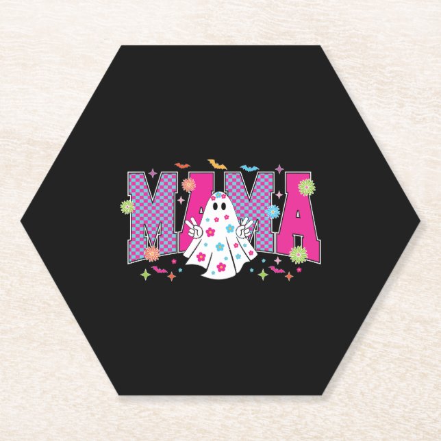 Halloween Neon Mama Mini Paper Coaster (Front)