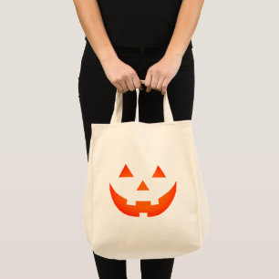 Halloween neon orange Jack o lantern pumpkin face Tote Bag