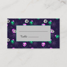 Halloween neon pink and green glowing skulls plac