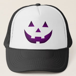 Halloween neon purple yellow Jack o lantern Trucker Hat