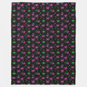Halloween Neon Spiderweb Fleece Blanket
