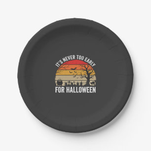Halloween Never Too Early Vintage Sunset Paper Plate