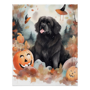 Halloween Newfoundland With Pumpkins Scary  Poster