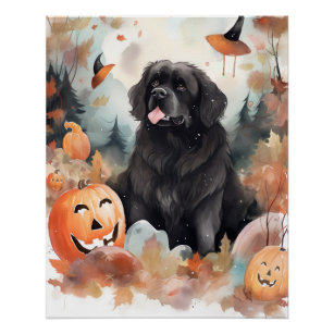 Halloween Newfoundland With Pumpkins Scary  Poster