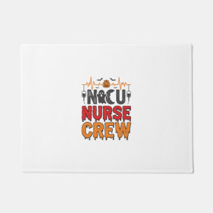 Halloween NICU Nurse Crew Vintage Typography Shirt Doormat