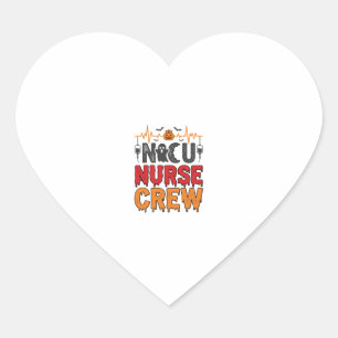 Halloween NICU Nurse Crew Vintage Typography Shirt Heart Sticker