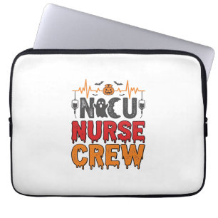 Halloween NICU Nurse Crew Vintage Typography Shirt Laptop Sleeve