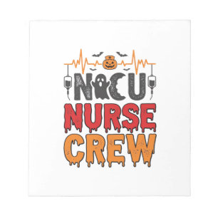 Halloween NICU Nurse Crew Vintage Typography Shirt Notepad