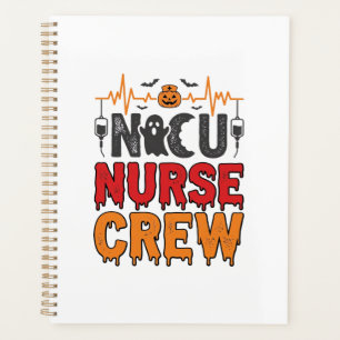 Halloween NICU Nurse Crew Vintage Typography Shirt Planner