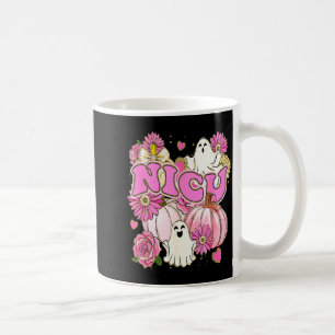 Halloween Nicu Nurse Pink Floral Pumpkin Ghost Icu Coffee Mug