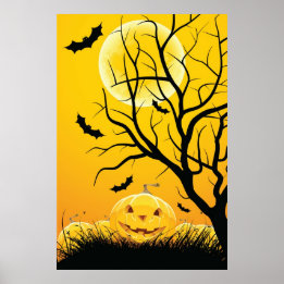 Halloween night background poster