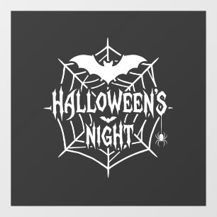 Halloween Night Bat Spider Web Vector Design_1