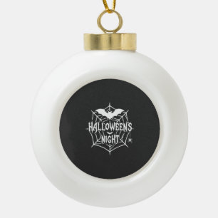 Halloween Night Bat Spider Web Vector Design_1 Ceramic Ball Christmas Ornament
