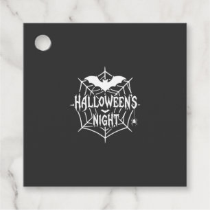 Halloween Night Bat Spider Web Vector Design_1 Favour Tags