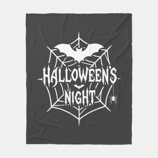 Halloween Night Bat Spider Web Vector Design_1 Fleece Blanket (Front)