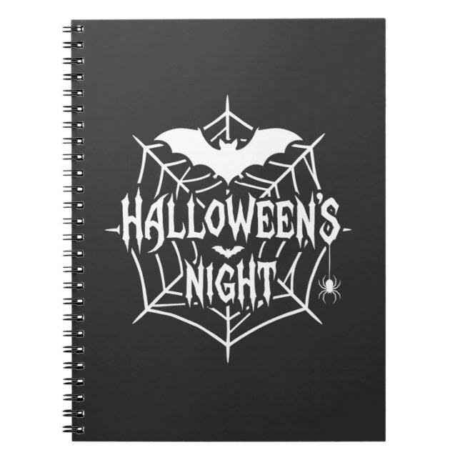 Halloween Night Bat Spider Web Vector Design_1 Notebook (Front)
