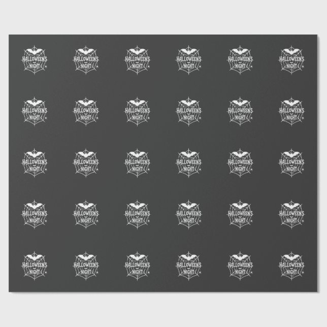Halloween Night Bat Spider Web Vector Design_1 Wrapping Paper (Flat)